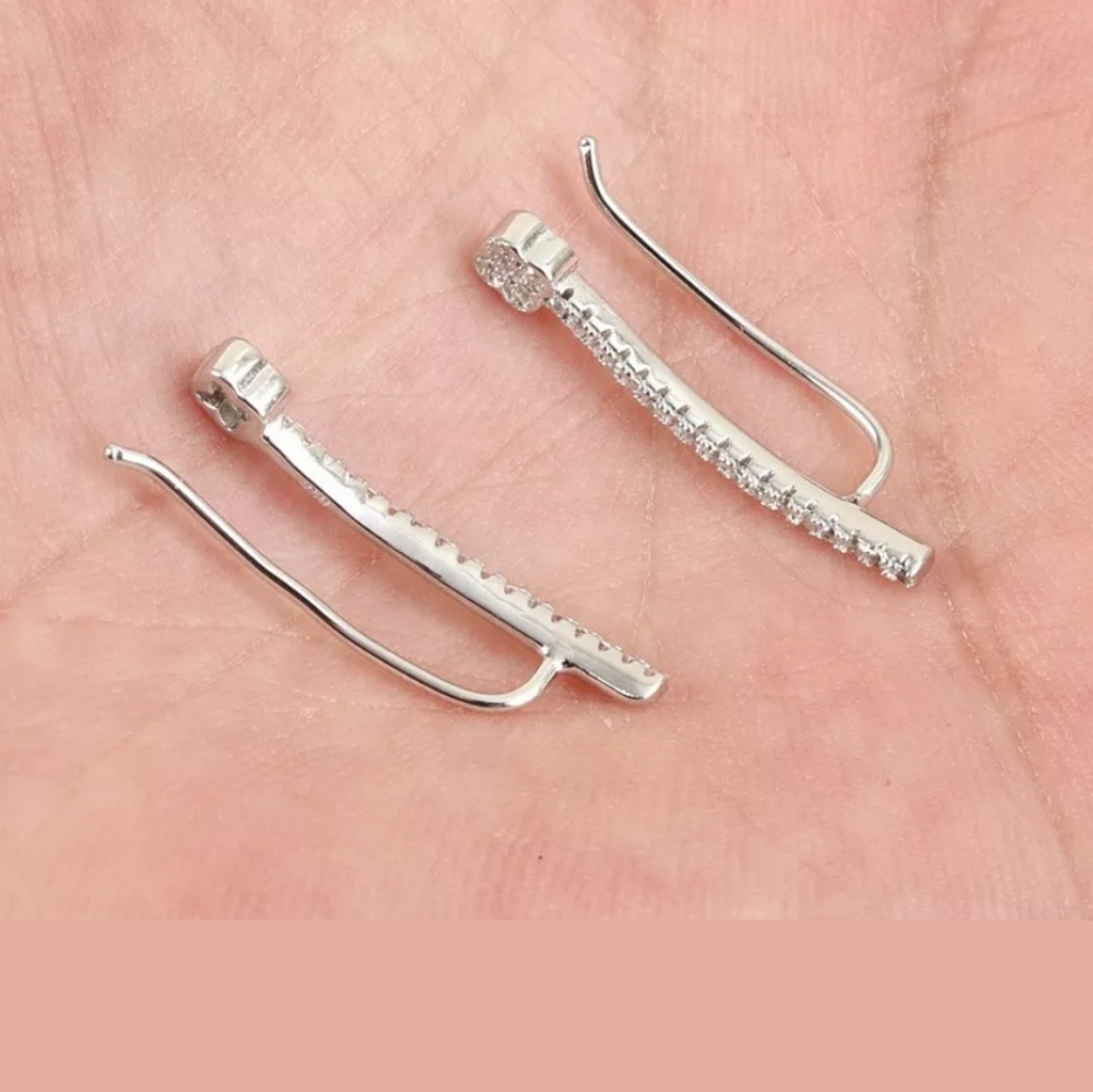 White Topaz & sterling silver earrings ladders - Picture 5 of 10